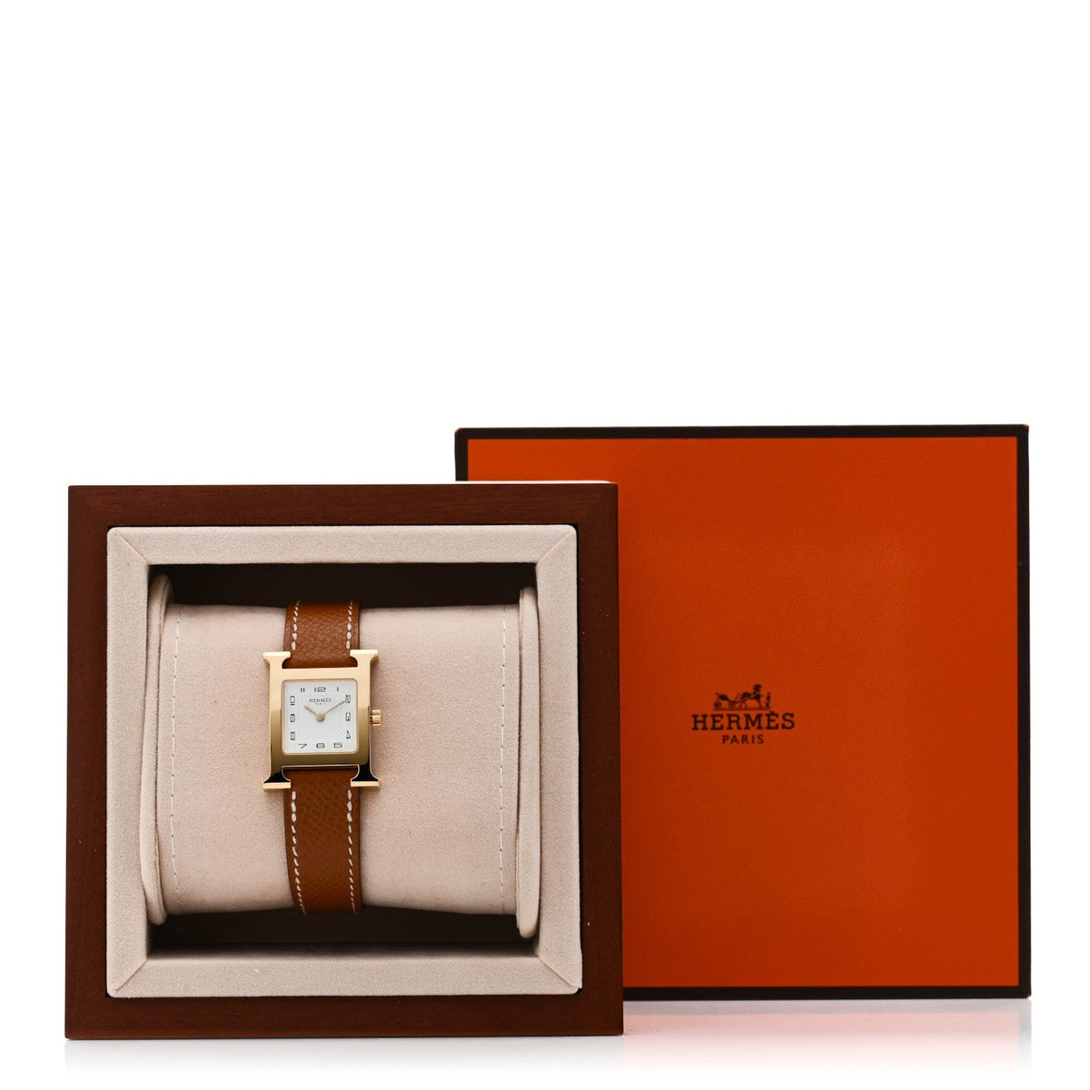 Hermes Stainless Steel Epsom 21mm Heure H Watch Gold
