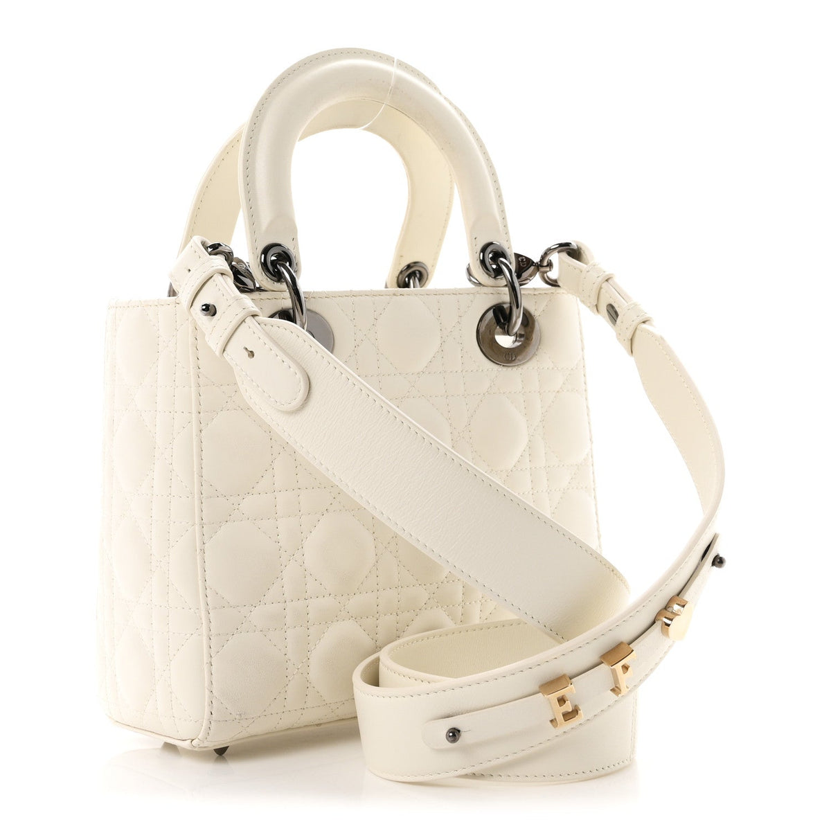 Christian Dior Lambskin Cannage Small My ABCDior Lady Dior White
