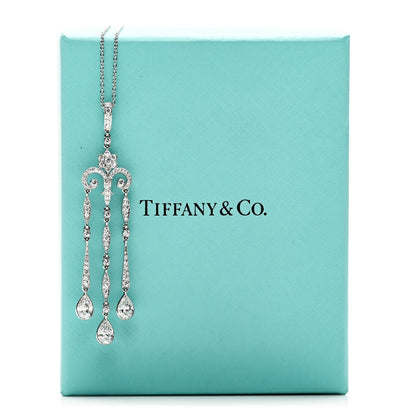 Tiffany Platinum Diamond Legacy Pear Drop Pendant Necklace