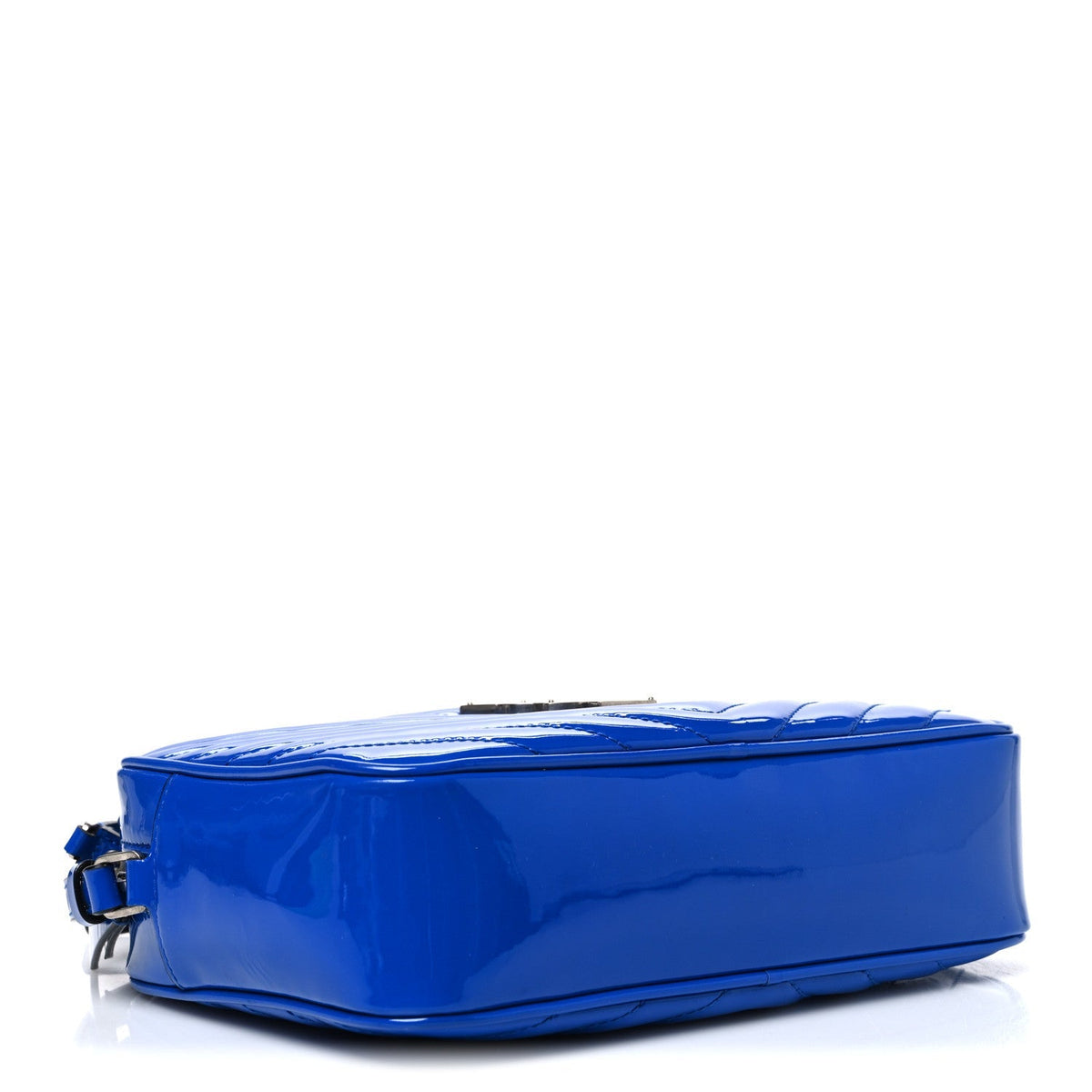 Saint Laurent Patent Calfskin Matelasse Monogram Lou Camera Bag Royal Blue