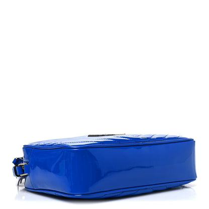 Saint Laurent Patent Calfskin Matelasse Monogram Lou Camera Bag Royal Blue