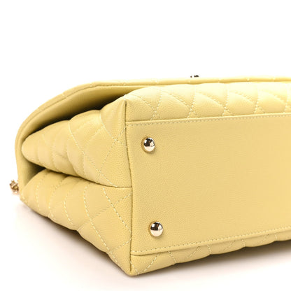 Chanel Caviar Quilted Small Coco Handle Flap Yellow