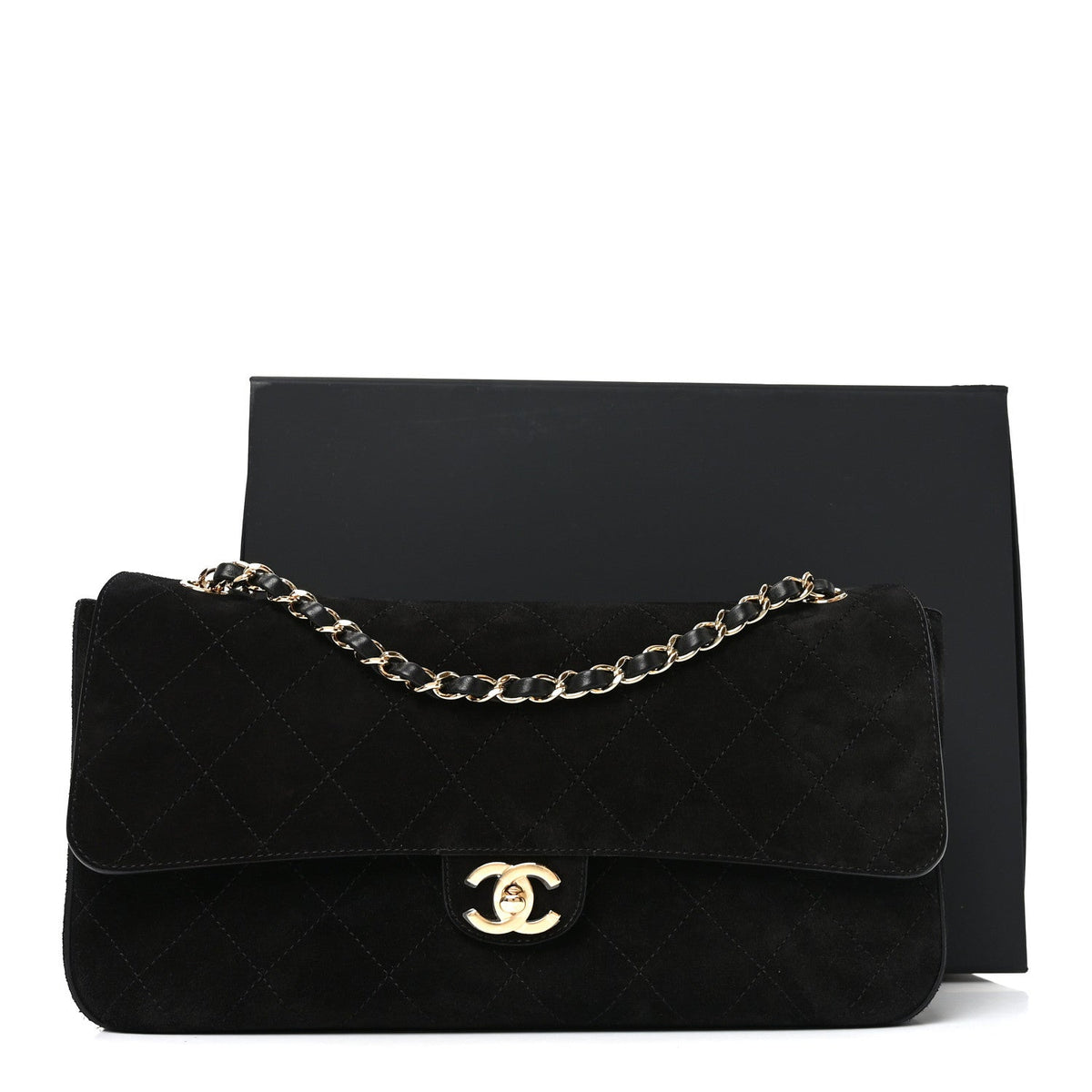 Chanel Suede Calfskin Small Souplissimo Maxi Flap Black