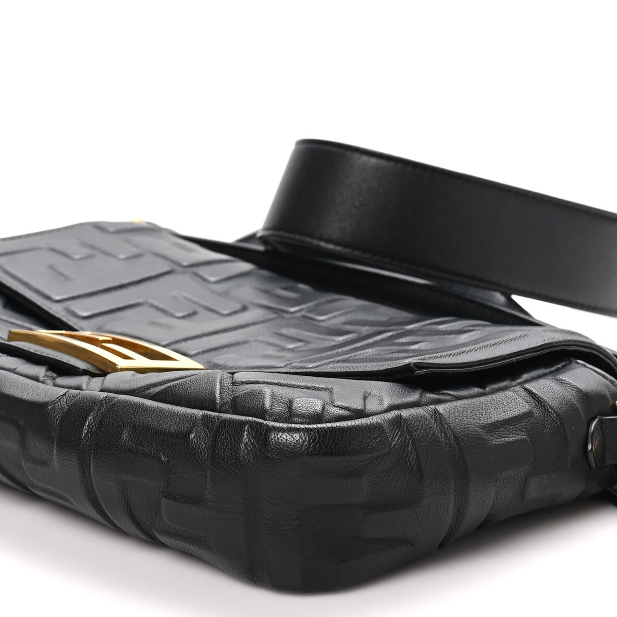 Fendi Nappa FF 1974 Embossed Baguette Black