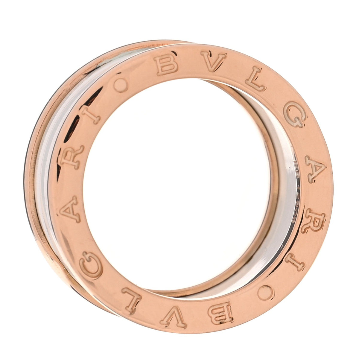 Bulgari 18K Rose Gold White Ceramic B.Zero1 Four-Band Ring 53 6.5