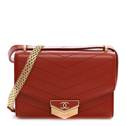 Chanel Calfskin Chevron Quilted Small Medal Flap Red 1984020