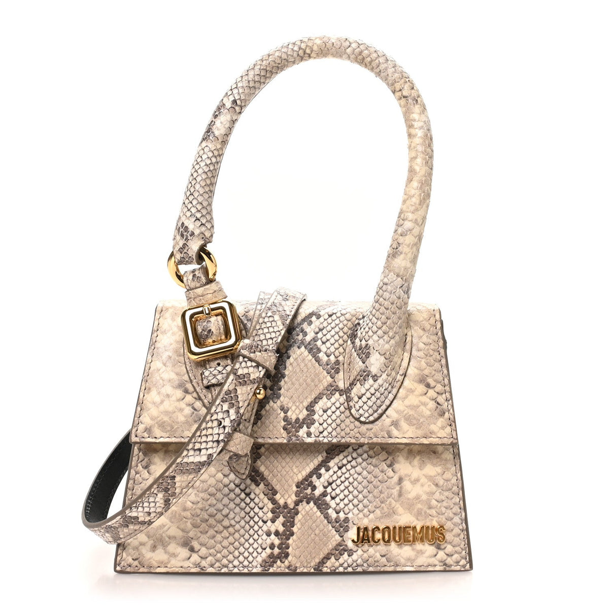 Jacquemus Snakeskin Le Chiquito Boucle Moyen Beige
