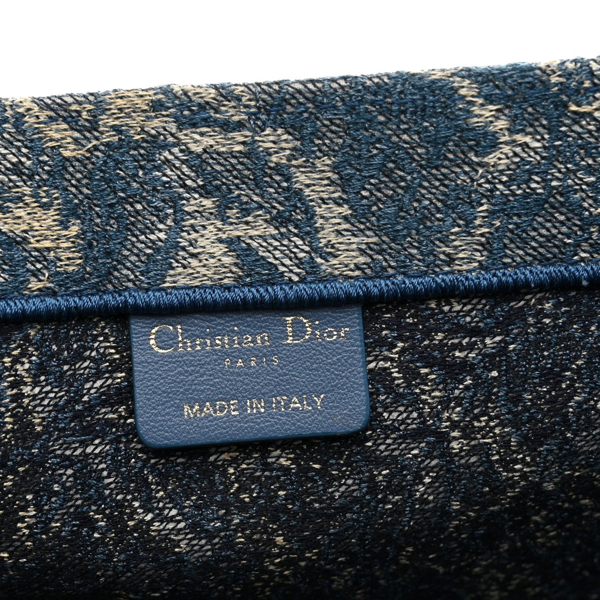 Christian Dior Canvas Embroidered Large Brocart Book Tote Blue 1983375
