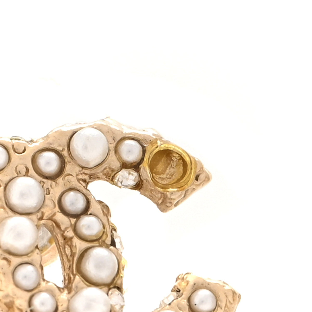 Chanel Metal Graduated Pearl Crystal CC Earrings Light Gold