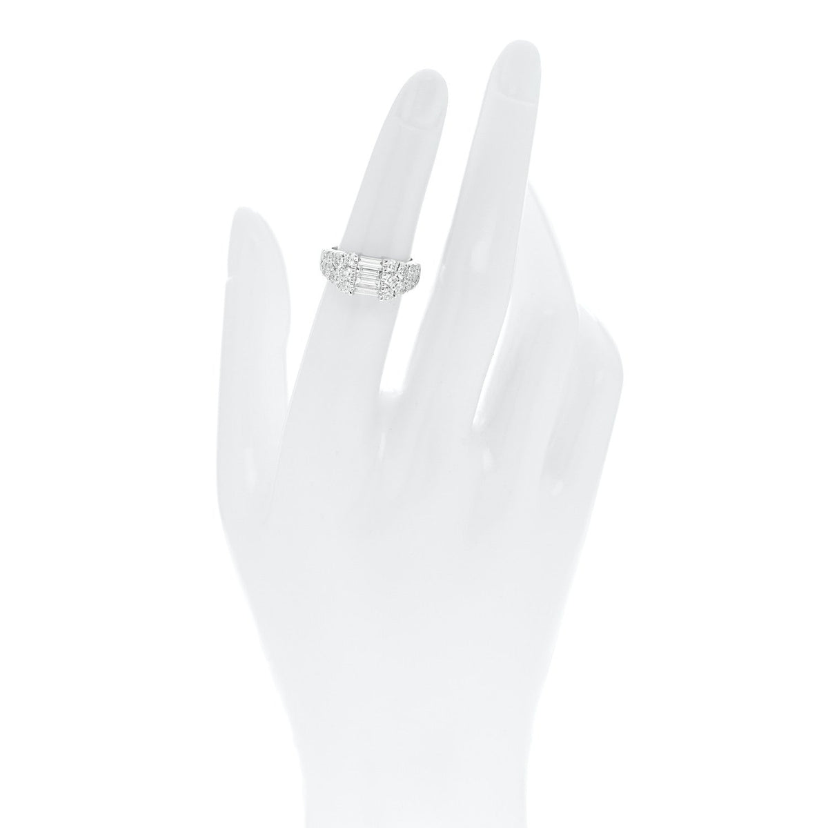 Parker & West 18K White Gold Diamond 1.92ctw Baguette Round Cut Ring 50 5.25