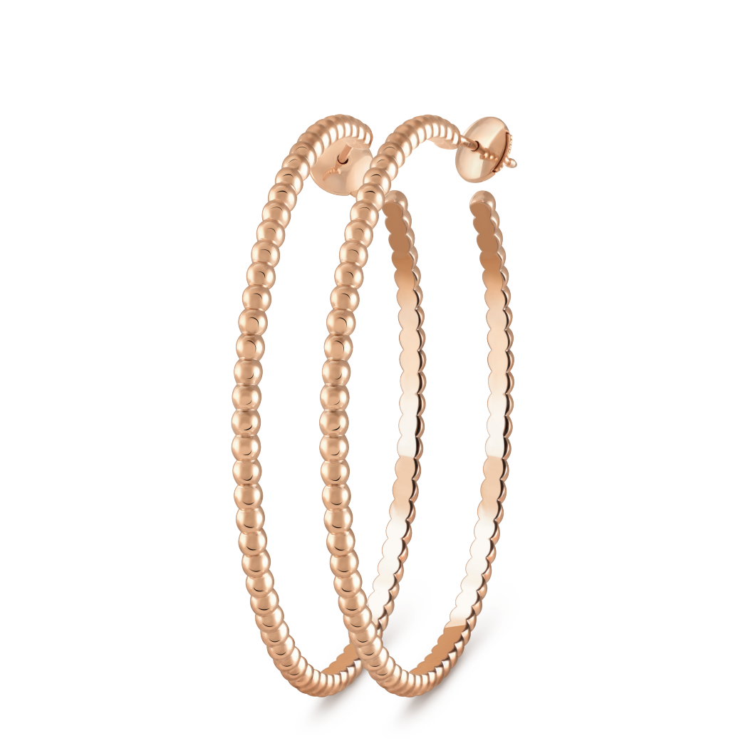 18K Gold VCA Perlée Pearls of Gold Hoop Earrings