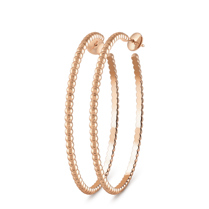 18K Gold VCA Perlée Pearls of Gold Hoop Earrings