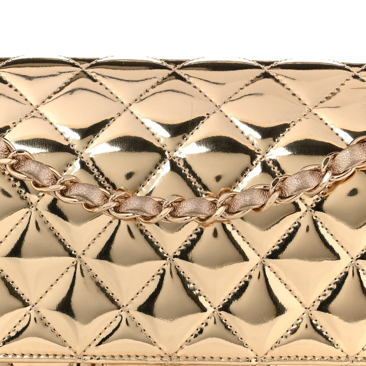 Chanel Mirror Calfskin Medium Hollywood Boulevard Flap Bag Light Gold