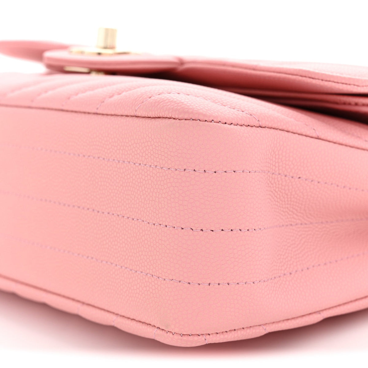 Chanel Caviar Chevron Quilted Small Double Flap Pink