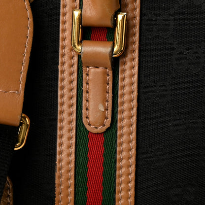 Gucci Monogram Dollar Calfskin Web Mini Bauletto Duffle Bag Black