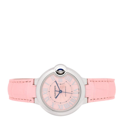 Cartier Stainless Steel Alligator 33mm Ballon Bleu Watch Pink