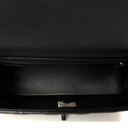 Chanel Lambskin Quilted Mini Top Handle Rectangular Flap So Black