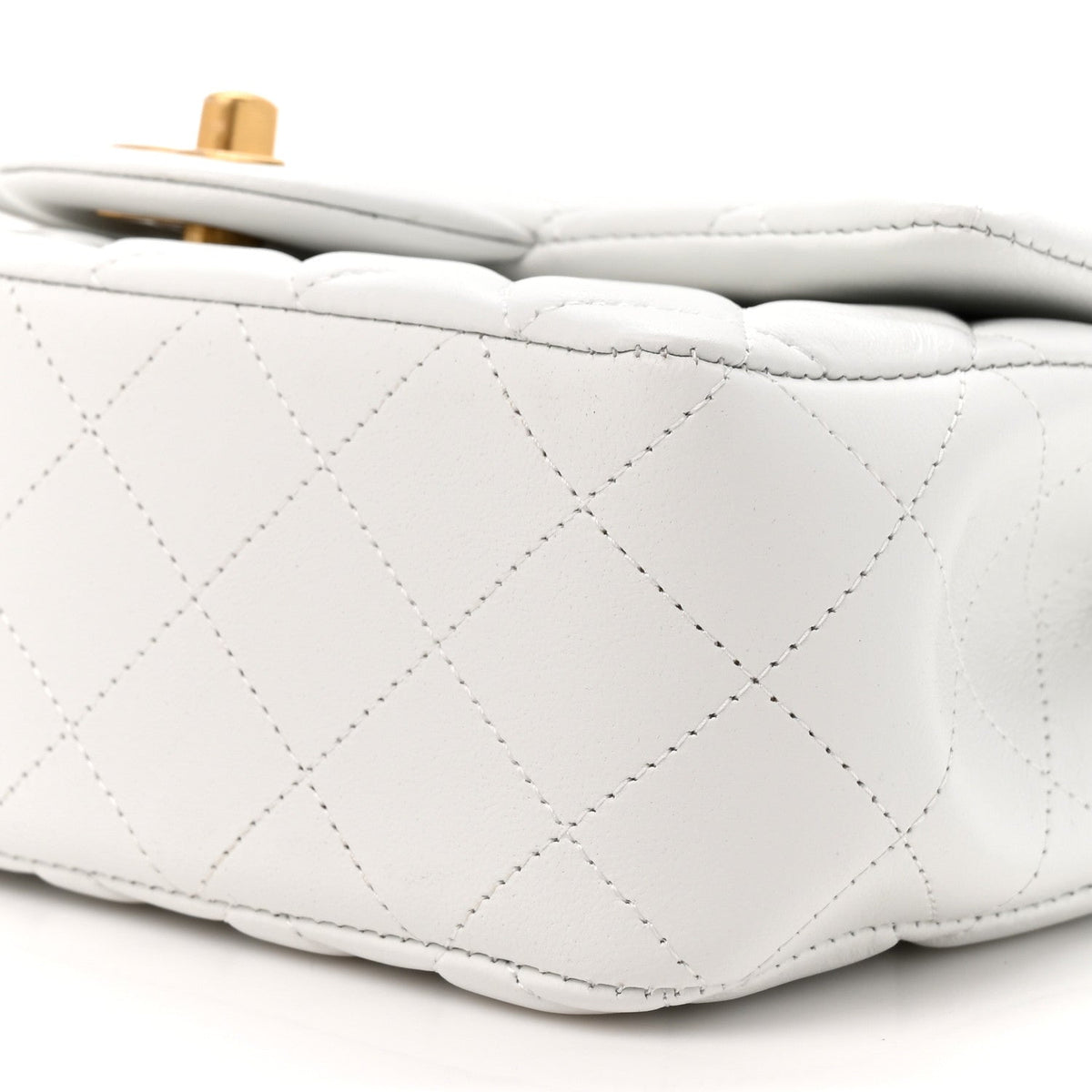 Chanel Lambskin Quilted Mini Rectangular Pearl Crush Flap White