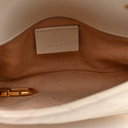 Gucci Calfskin Matelasse Super Mini GG Marmont Shoulder Bag White