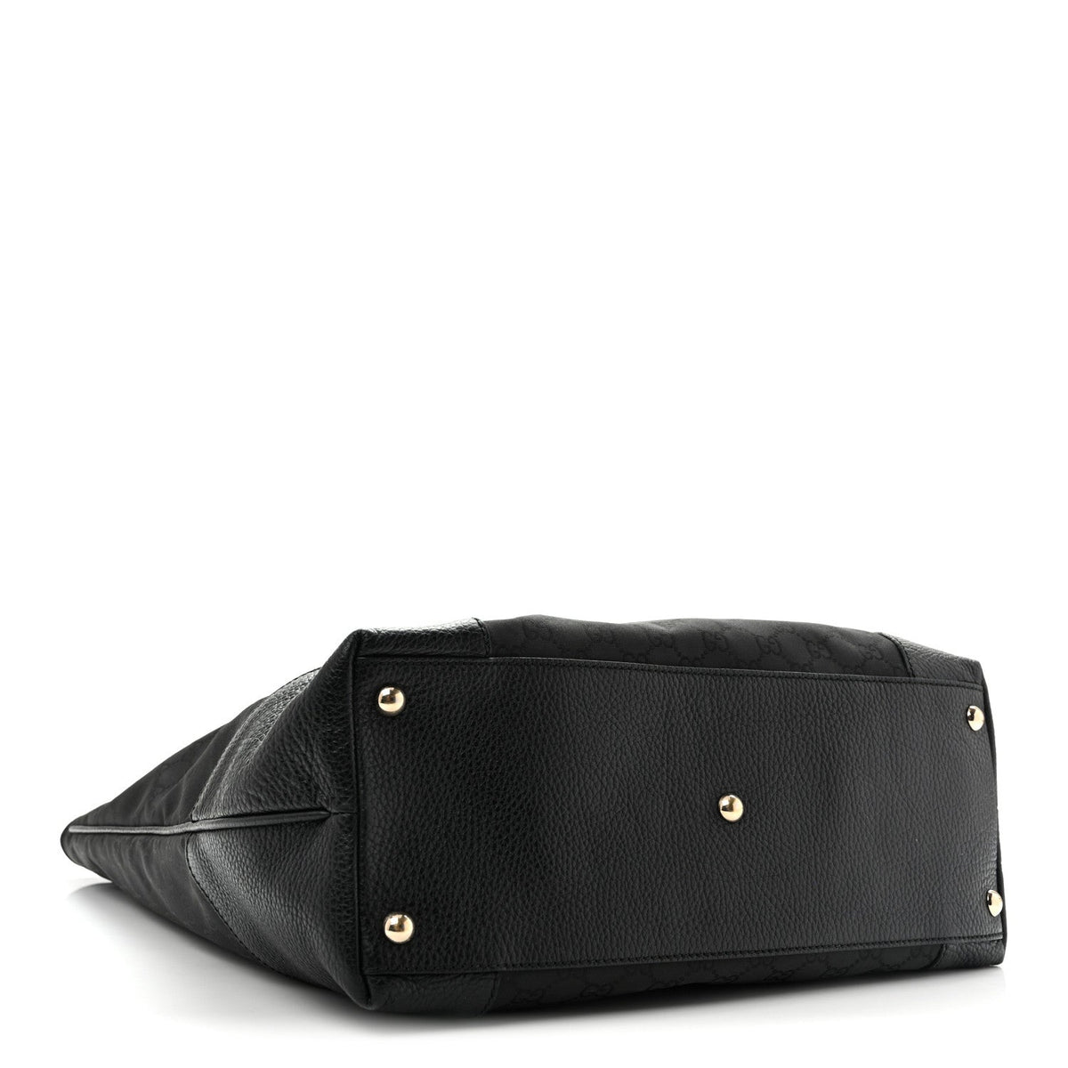 Gucci Monogram Canvas Leather Tote Black