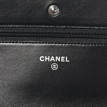 Chanel Lambskin Quilted Wallet On Chain WOC Bag Black