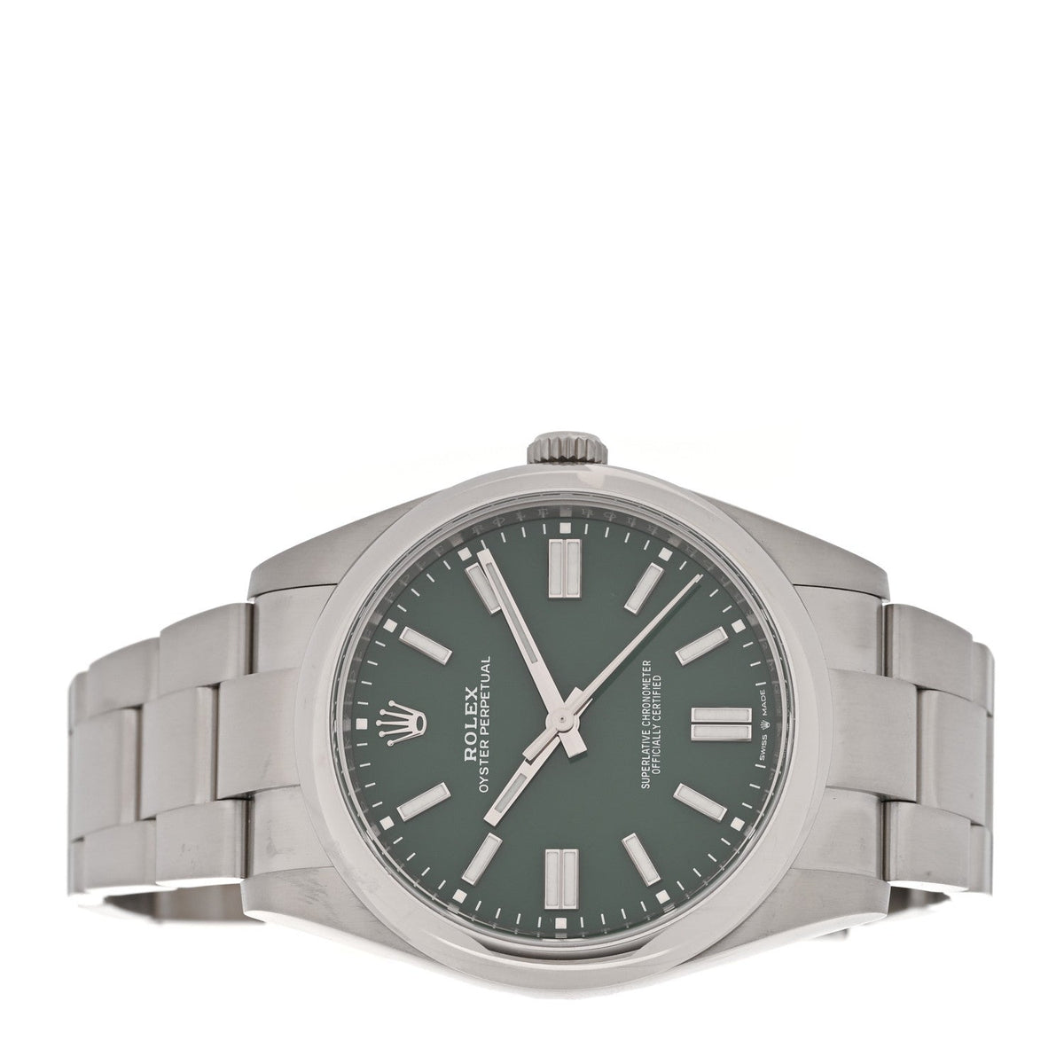 Rolex Stainless Steel 41mm Oyster Perpetual Watch Green 124300