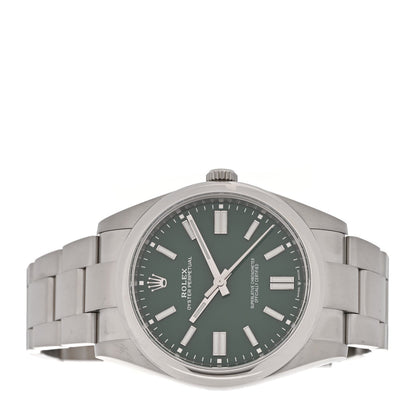Rolex Stainless Steel 41mm Oyster Perpetual Watch Green 124300
