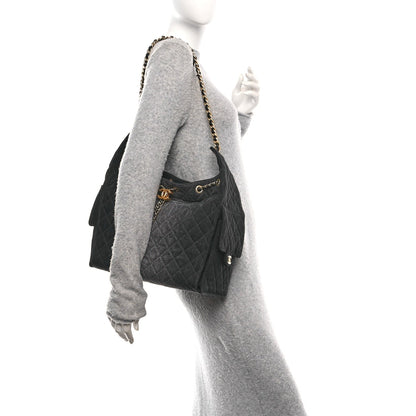 Chanel Washed Denim Quilted Medium Chanel 25 Handbag Black