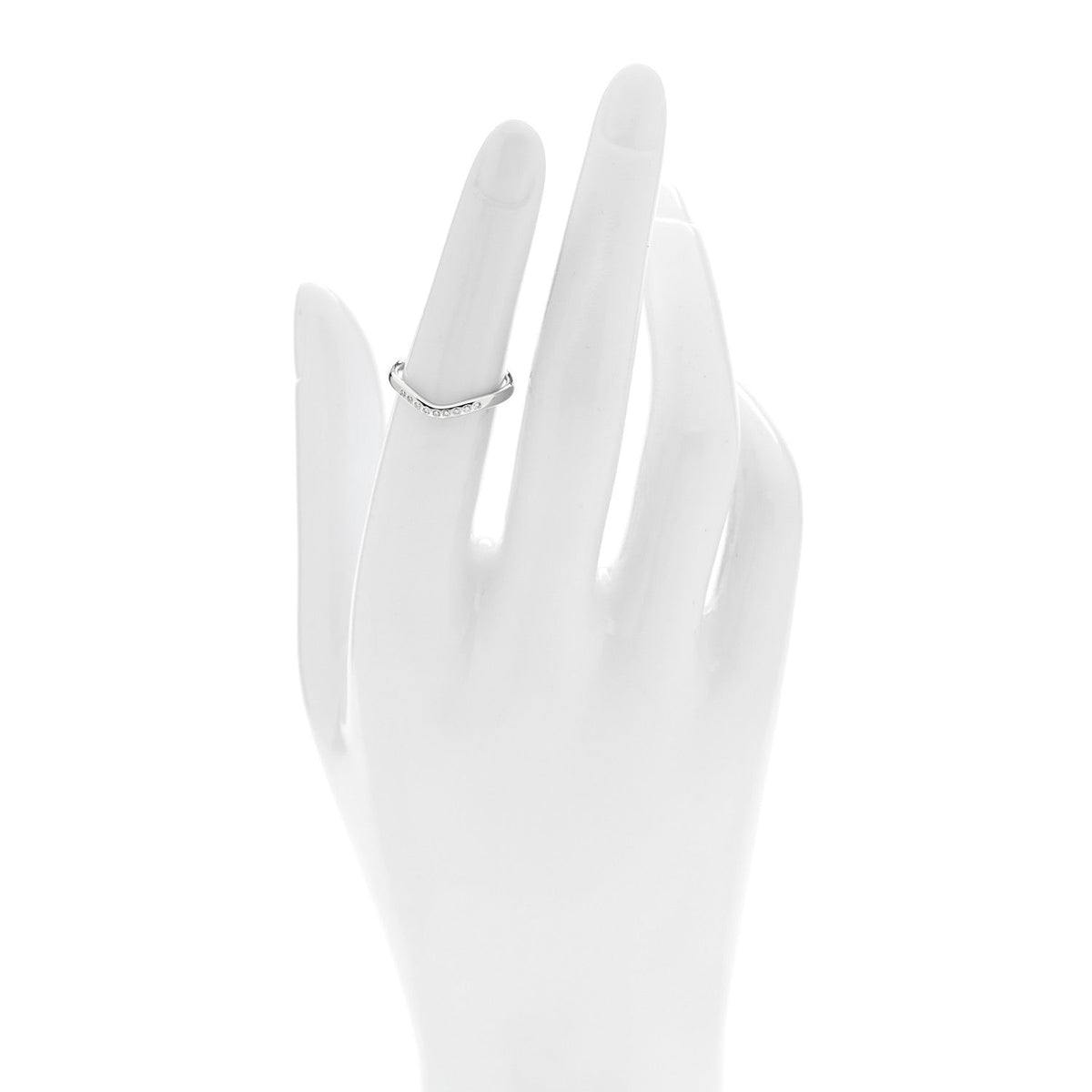 Tiffany Platinum Diamond Elsa Peretti Curved Band Ring