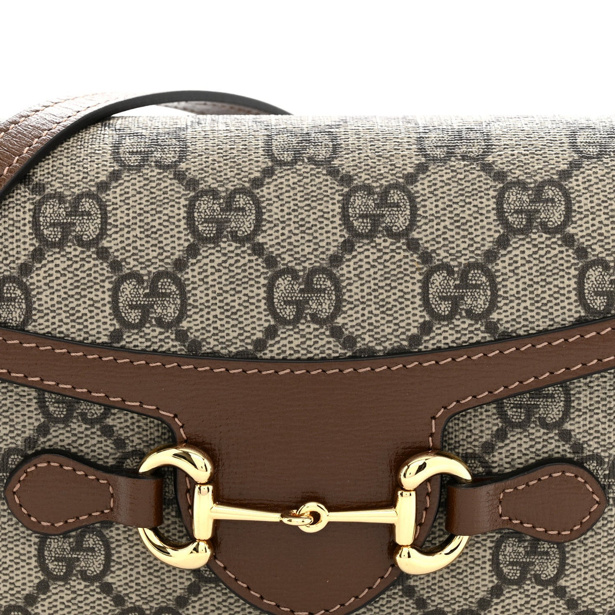 Gucci GG Supreme Monogram Mini Horsebit 1955 Shoulder Bag Beige Brown Sugar 1983200