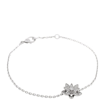 Van Cleef & Arpels 18K White Gold Diamond Mini Lotus Openwork Bracelet