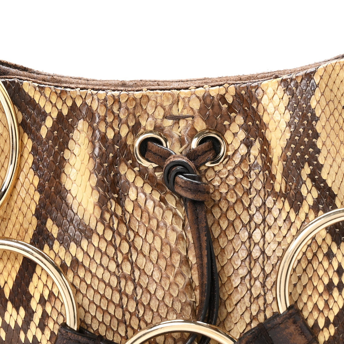 Saint Laurent Snakeskin Saharienne Shoulder Bag Brown 1983087