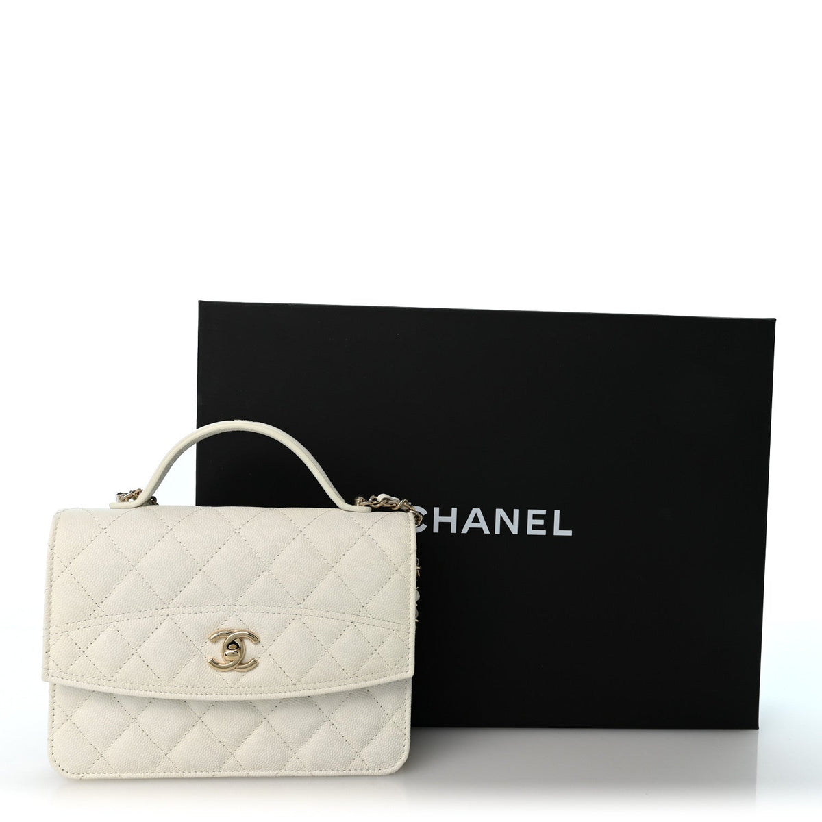 Chanel Caviar Quilted Top Handle Mini 25 Backpack White