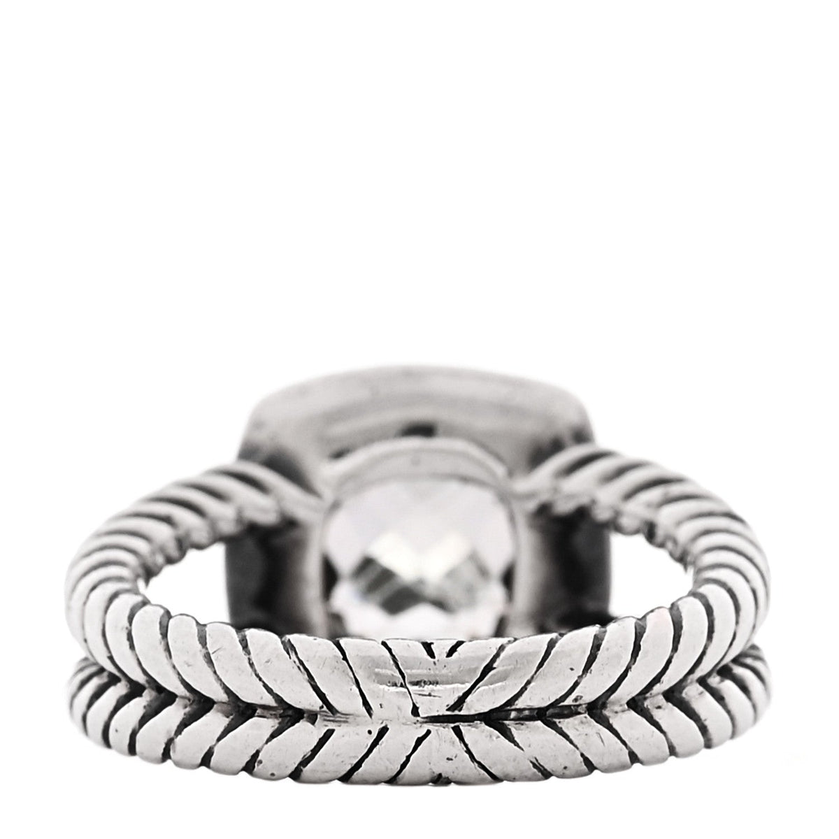 David Yurman Sterling Silver Diamond Prasiolite 7mm Petite Albion Ring 48 4.5