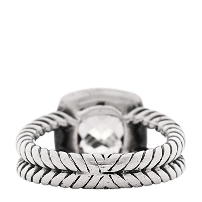 David Yurman Sterling Silver Diamond Prasiolite 7mm Petite Albion Ring 48 4.5