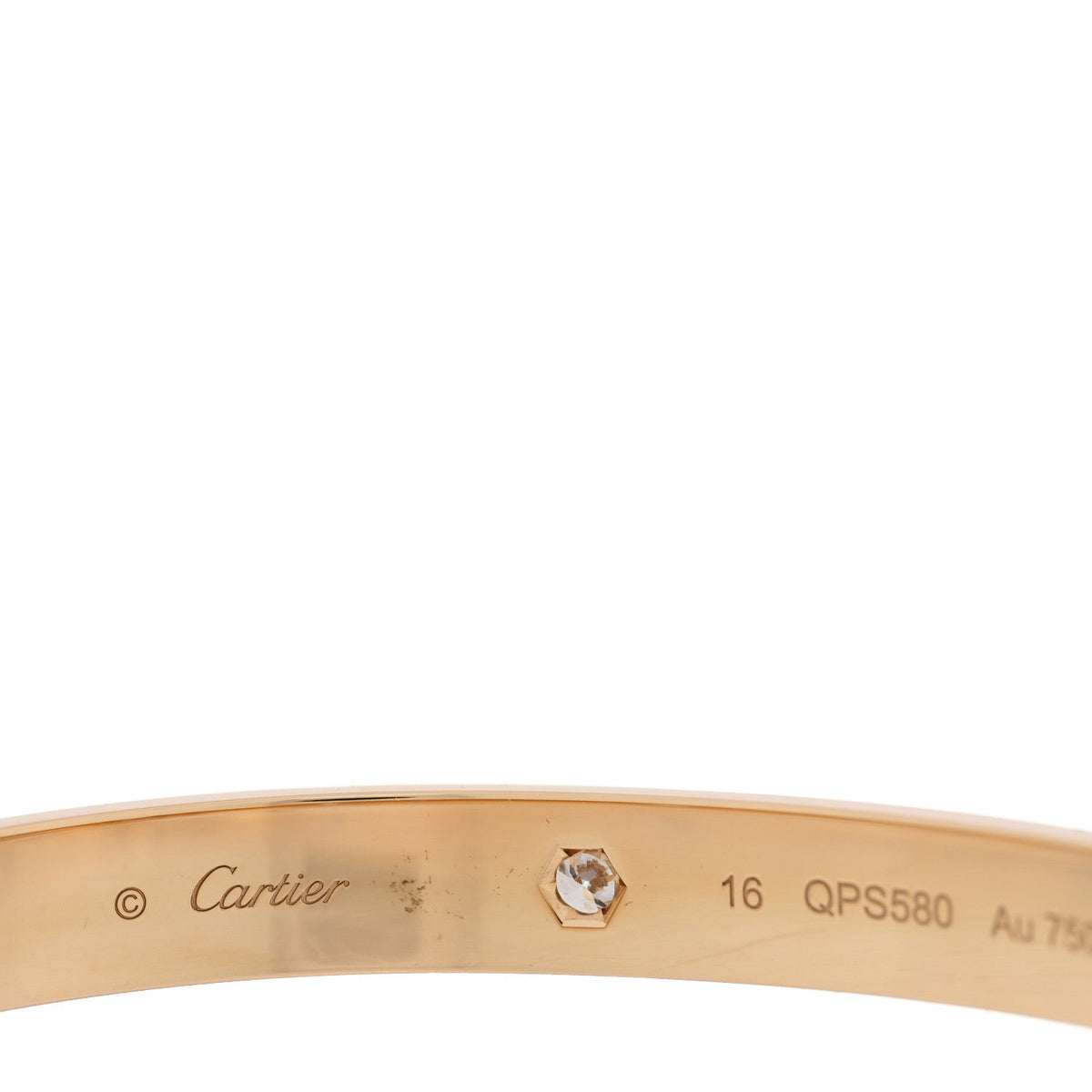 Cartier 18K Yellow Gold 4 Diamond LOVE Bracelet 16