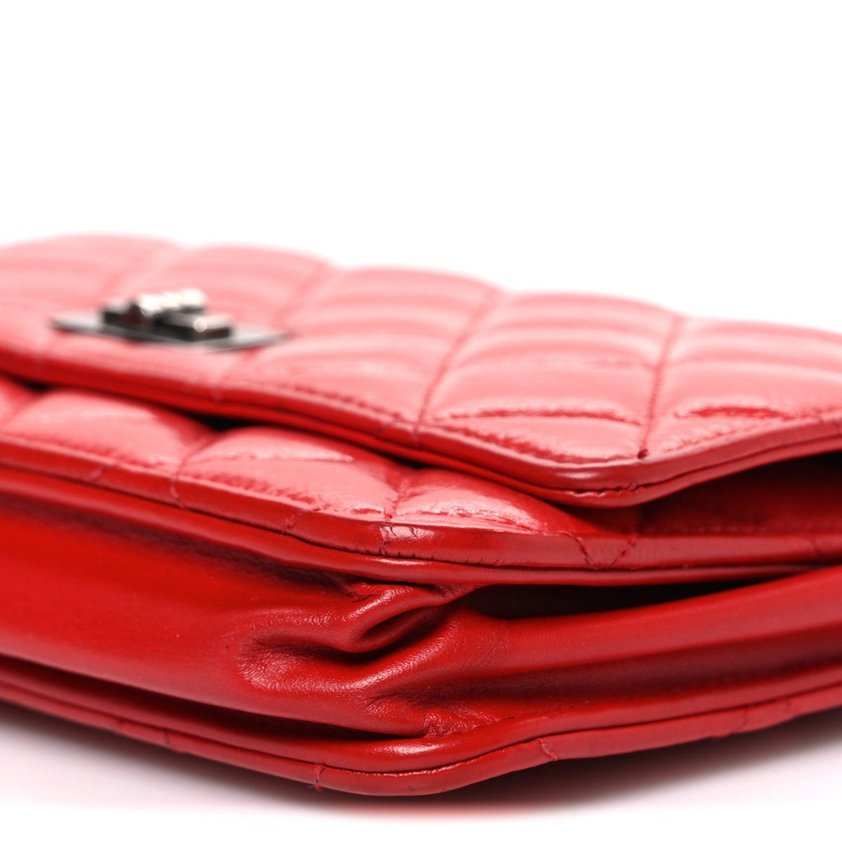 Chanel Glazed Calfskin Quilted Reissue Wallet On Chain Red