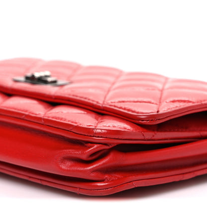 Chanel Glazed Calfskin Quilted Reissue Wallet On Chain Red