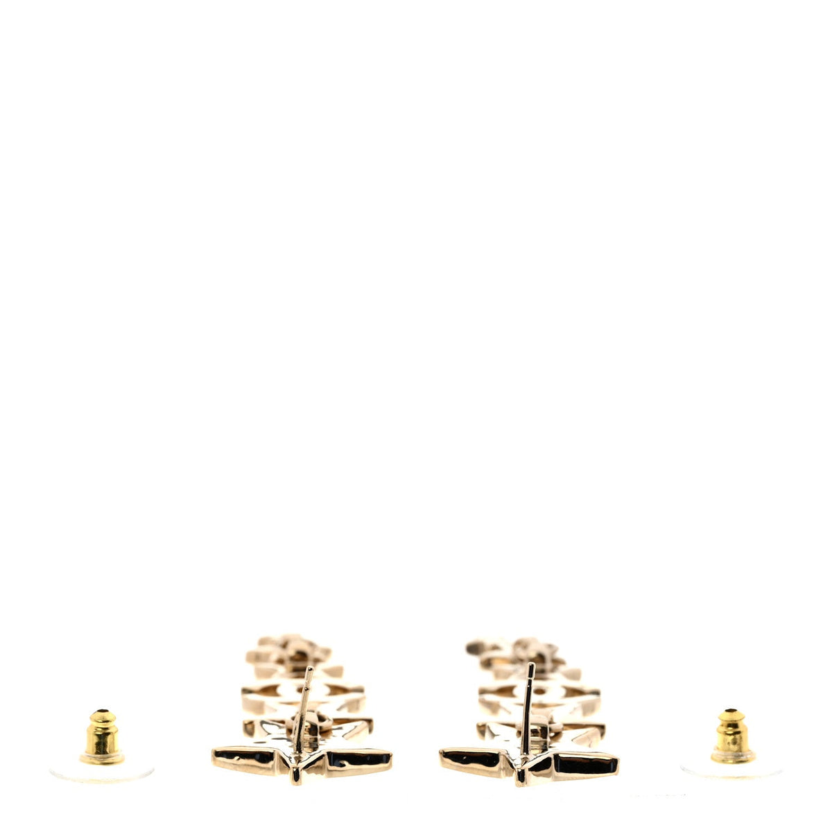 Chanel Crystal CC Star Long Drop Earrings Gold