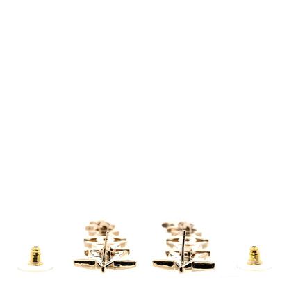 Chanel Crystal CC Star Long Drop Earrings Gold