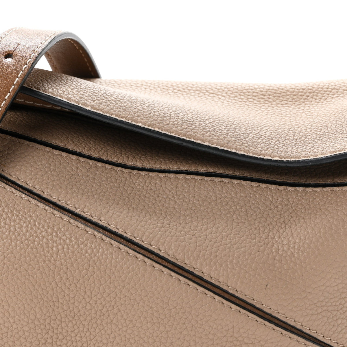 Loewe Grained Calfskin Small Puzzle Bag Sand Mink
