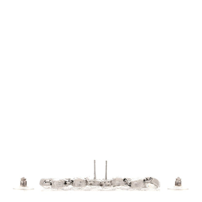 Chanel Crystal CC Long Drop Earrings Silver
