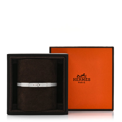 Hermes 18K White Gold Diamond Kelly Full Pave Bracelet XS