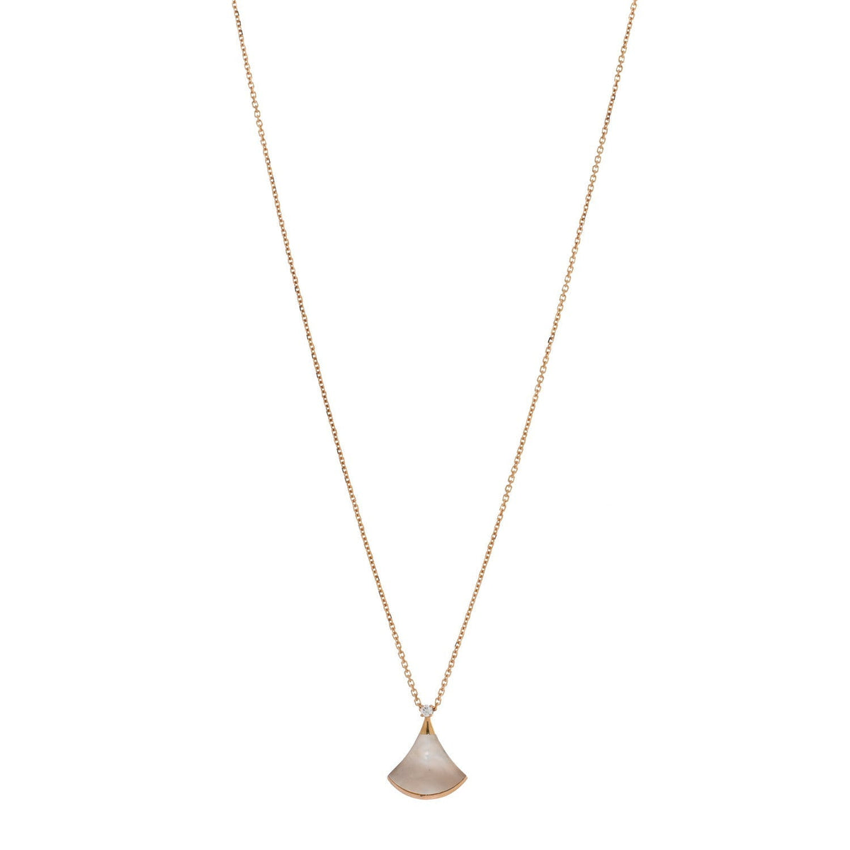 Bulgari 18K Yellow Gold Diamond Mother of Pearl Small Divas' Dream Pendant Necklace