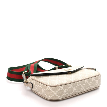 Gucci GG Supreme Calfskin Mini Ophidia Shoulder Bag Beige White