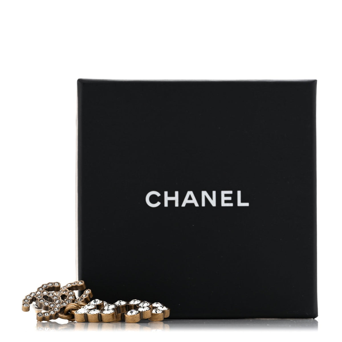 Chanel Metal Crystal City of Lights No 5 Drop Earrings Gold