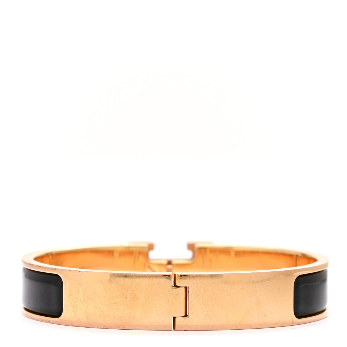 Hermes Enamel Narrow Clic Clac H Bracelet PM Black