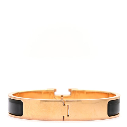 Hermes Enamel Narrow Clic Clac H Bracelet PM Black