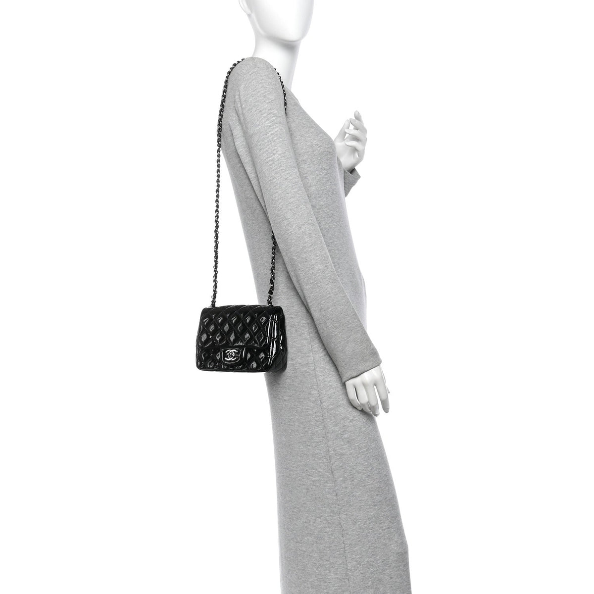 Chanel Patent Calfskin Quilted Mini Square Flap Black