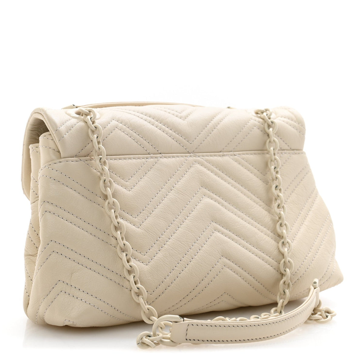 Gucci Calfskin Monochrome Small GG Marmont Shoulder Bag Ivory